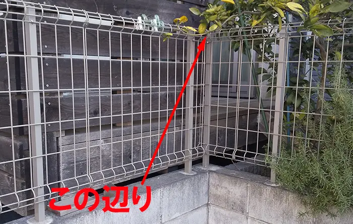 半端フェンスが取り付いている敷地入隅部の様子
※フェンスカット(巾詰め)解説用写真画像4

