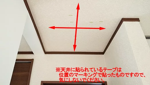 天井面の走査イメージを天井写真に書き込んだ写真画像
※擬態的な天井下地の探し方解説画像4
