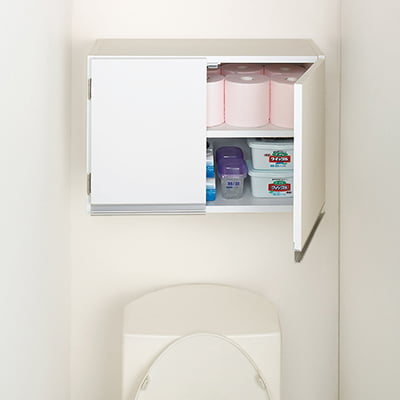 商品リンク写真画像：トイレに設置された吊り戸棚(60cm巾)のイメージ （ディノス楽天市場店さんからの出展）